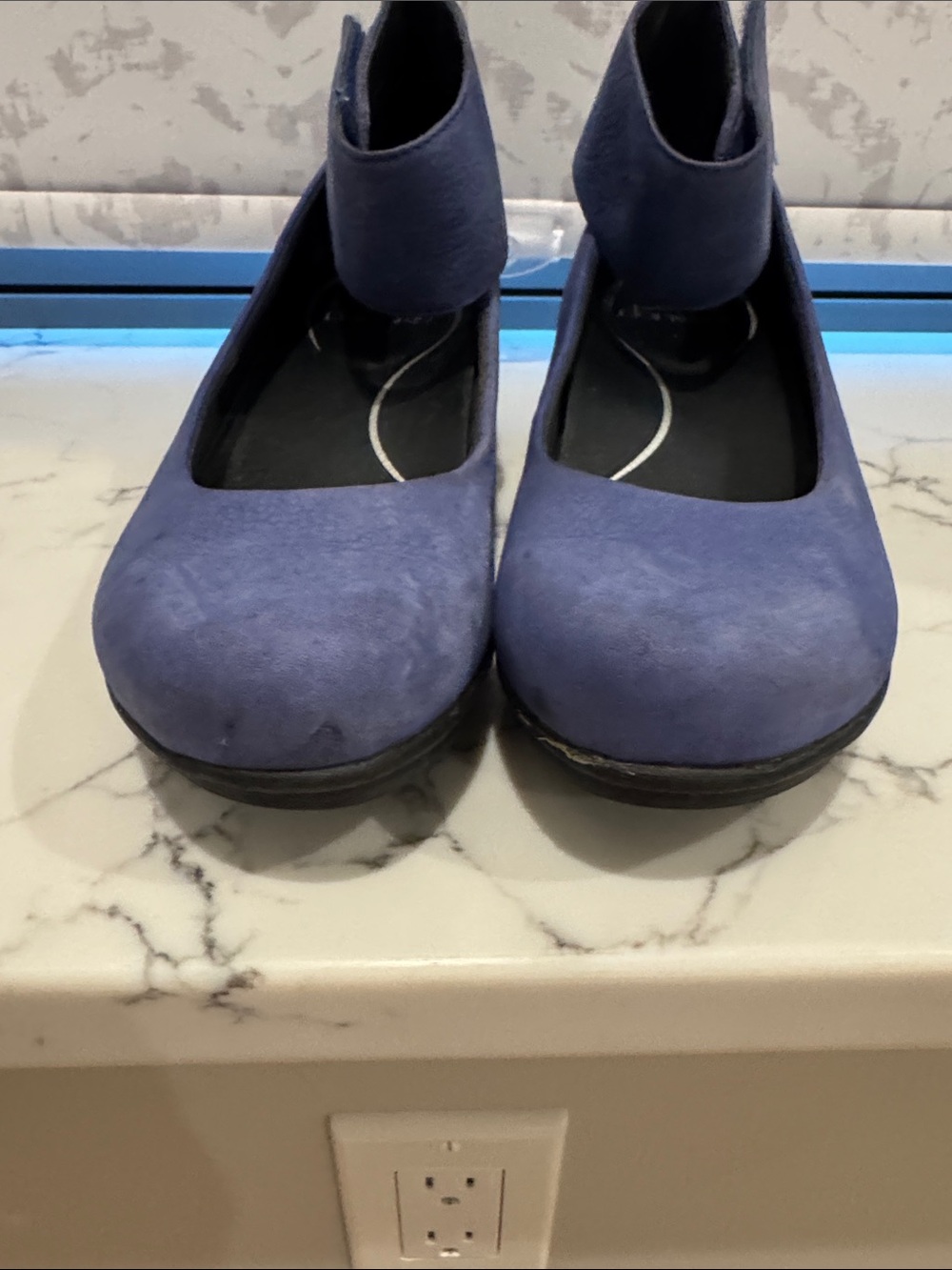 Dansko Blue Leather Ballet Wedge Shoes - Picture 3 of 7